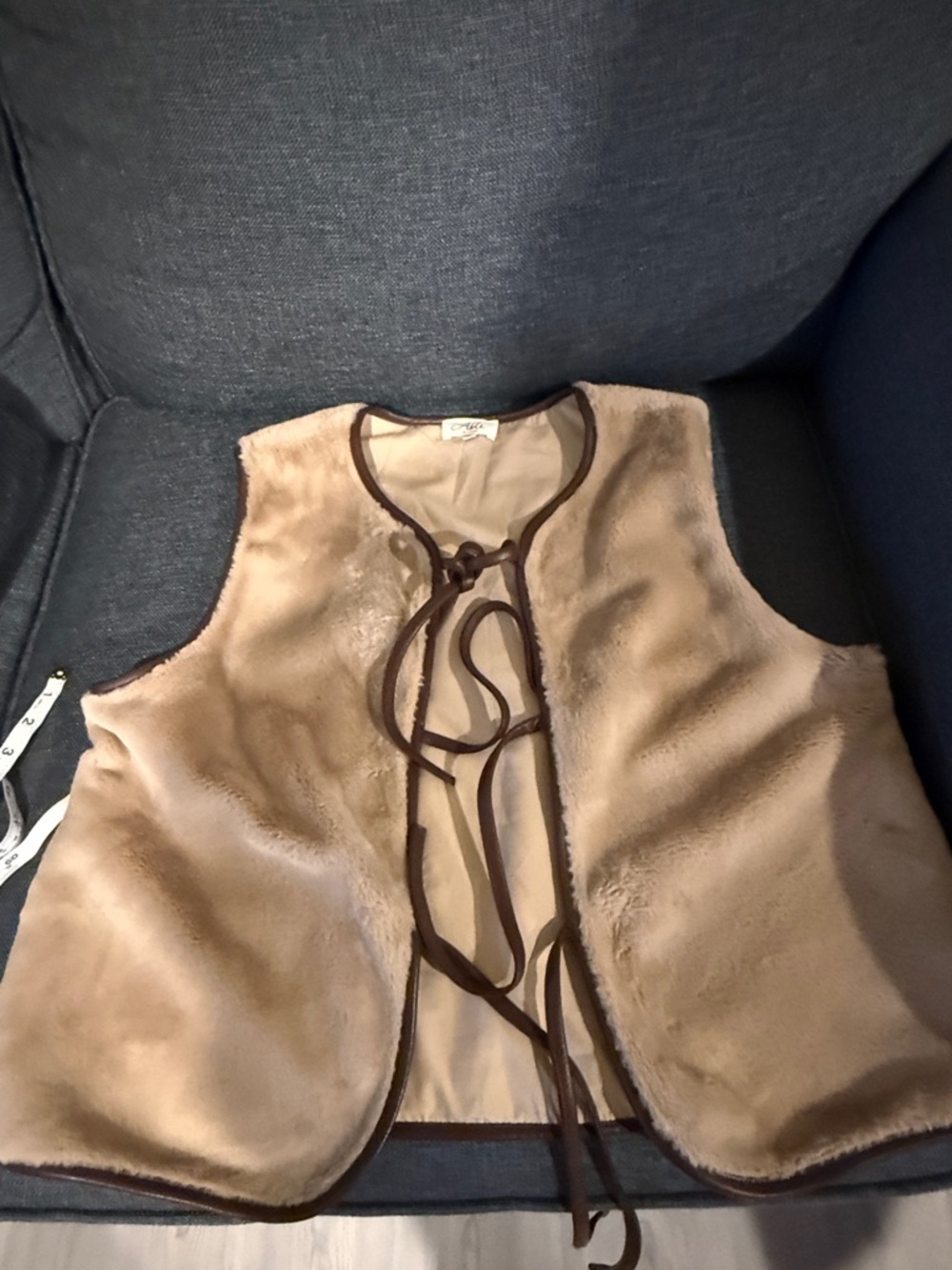Able Cream Vest with Brown Trim